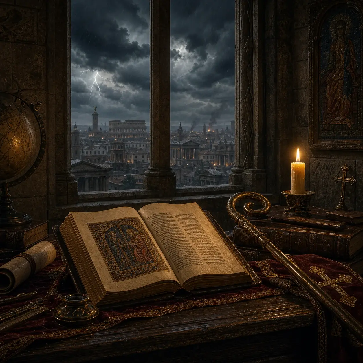 Illustration éditoriale de l'article « Saint Augustin et La Cité de Dieu : espérer quand Rome tremble »